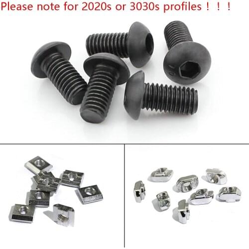 20/50 pcs M4 M5 M6 Carbon Steel Round Head Flat Head Screws Mushroom Hexagon HEX Socket Screw Bolt With Sliding Nut T Nut