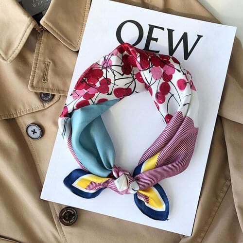 2021 Women Square Neck Hair Scarves 100% Silk Scarf Foulard Shawls And Wraps Bandana Neckerchief Poncho Headband Hijab 53*53cm