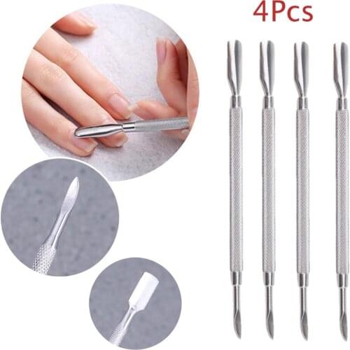 4Pcs/Set Nail Cuticle Spoon Pusher Scraper Remover Stainless Steel Nail Art Dead Skin Removal Pedicure Accessories Manicure Tool