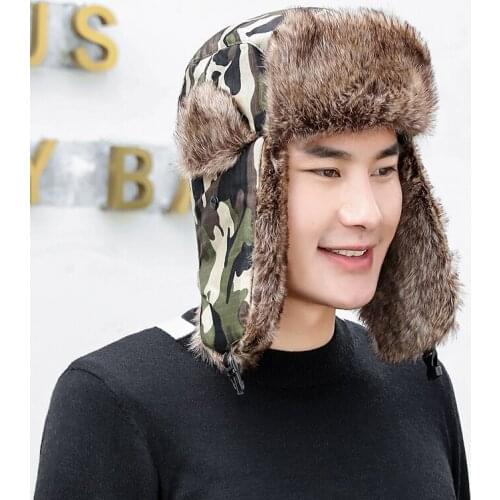 A66 Adult Winter Russian Ushanka Hat Earflap Thickening Ski Ushanka Russian Hat Fur Caps