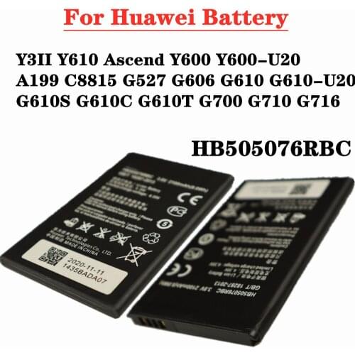 For Huawei Y3II LUA U23 / L23 Ascend Y600 Y610 A199 C8815 G527 G606 G610 S / C / T G700 G710 G716 HB505076RBC Phone Battery