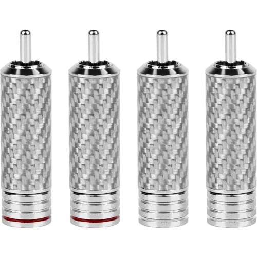 10PCS HIFI RCA Male Speaker Audio Connector Adapter Carbon Fiber Rhodium Plated Copper CMC RCA Terminals Socket RCA Jack DIY