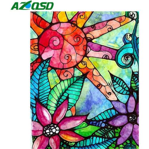 AZQSD DIY Painting By Number Canvas Kits Flower Abstract Art Home Decoration Coloring By Numbers Sunflower Handmade Gift