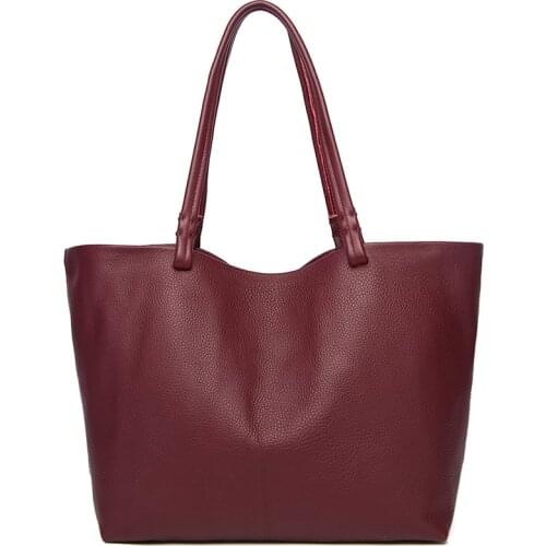 Large Casual Genuine Leather Women Totes Bag 2021 Luxury Nature Leather Women Shoulder Bag Brand Lady Shopping Bag Big Purse