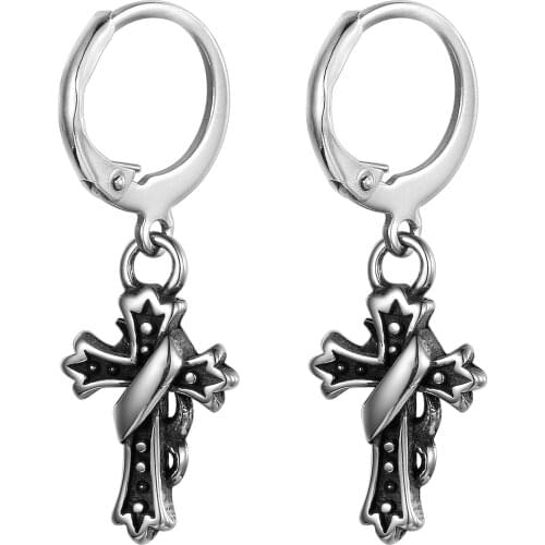 Boniskiss Steampunk Vintage Cross Dangle Drop Earrings Punk Goth Gothic Pendant Statement Earrings For Women Men Accessories