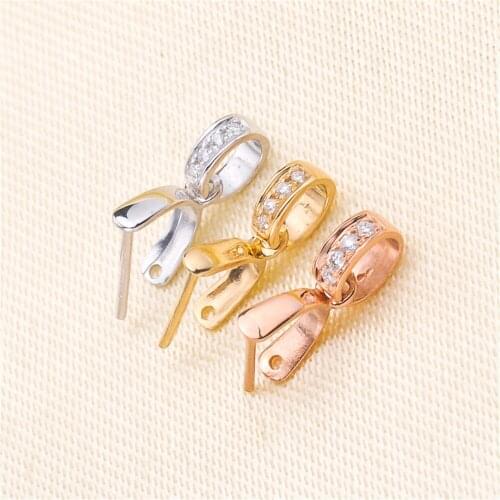 Solid 18K gold diamond inlaid jade pendant clasp necklace pendant fastener jade clasp diy melon seed jade clasp