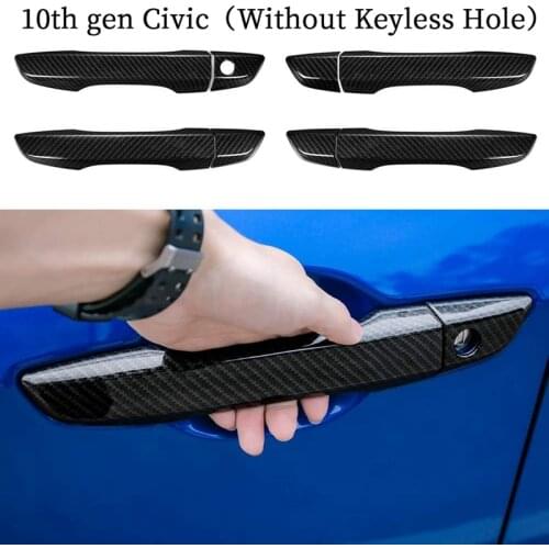 For 10Th Gen Civic ABS Carbon Fiber Style Door Handle Cover for Honda Civic 2016-2020 Without Keyless Hole