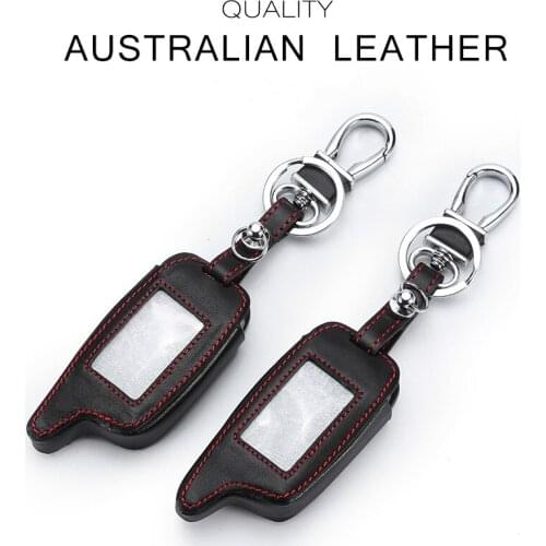Handsewn A9 Genuine Leather Case For Starline A6 9 8 Car Alarm Remote Cover With Keychain