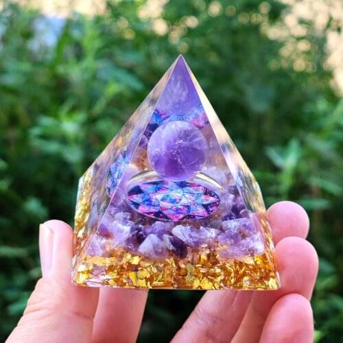 Tree Of Life Orgonite Pyramid Mold Amethyst Peridot Healing Crystal Energy Orgone Pyramide Emf Protection Meditation Tool