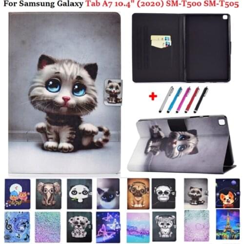 For Samsung Galaxy Tab A7 10.4 2020 Tablet Case SM-T500 SM-T505 Magnetic Folio Cover for Funda Samsung Tab A7 Case Panda Puppy