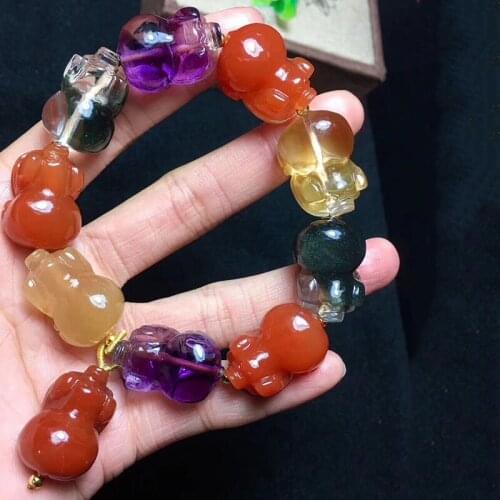 Fine High end Color Natural Crystal Bracelets Hand Carved Pig Beads Hand String Lucky Beauty for Women Men Gift Crystal Jewelry