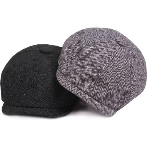 JAYCOSIN Hat Women Men Warm Berets Black Grey Herringbone Newsboy Baker Boy Solid Casual Tweed Flat Cap Mens Gatsby Hat #45