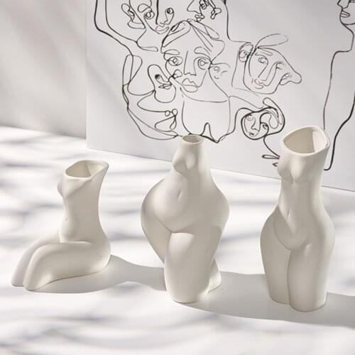 Ceramic Flower Vase Female Body Shape Decorative Ornament Home Decoration Accessories Vase Decoration Home