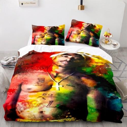 2 Pac Bedding Set Single Twin Full Queen King Size Tupac 2 Pac Bed Set Childrens Kid Bedroom Duvetcover Sets 3D 003