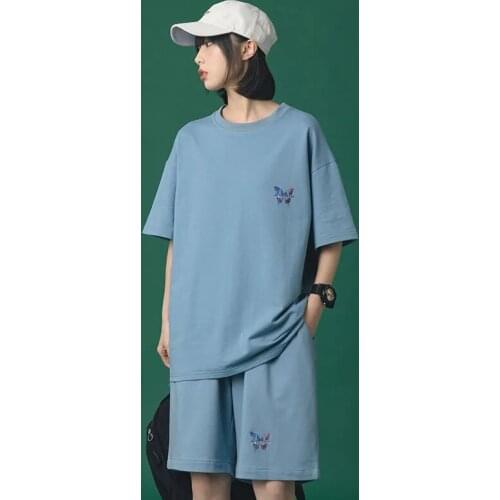 2 PCS Running Suits 2021 Summer Shorts Sets Loose Two Piece Set Women Casual Tracksuit Women Unisex Sport Suit 2 Piece Sets