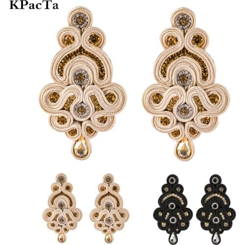 KPacTa New Personality Design Soutache Ethnic Handmade Earrings Jewelry Female Crystal Decoration Drop Earring boucle d'oreille