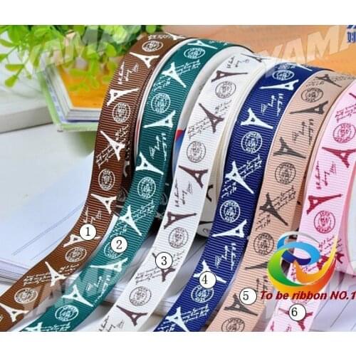 1"(25mm) Bulk The Eiffel Tower Ribbon Printed Grosgrain Ribbon For Ribbon Flower 6 colors Free Shipping