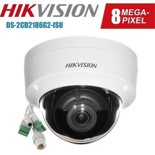 Hikvision 8 MP 4K Acusense PoE Dome IP Camera DS-2CD2186G2-ISU SD Card Slot Built-In Mic Human and Vehicle Classification IP67