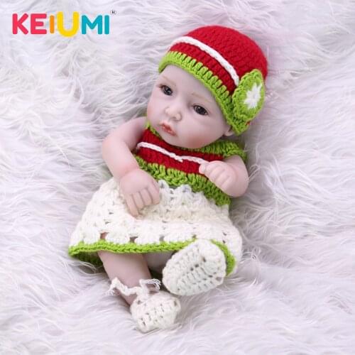 KEIUMI mini Handmade Reborn Baby Girl Dolls 27 cm So Cute Full Silicone Vinyl Reborn Menina Waterproof Kids Playmates Gifts