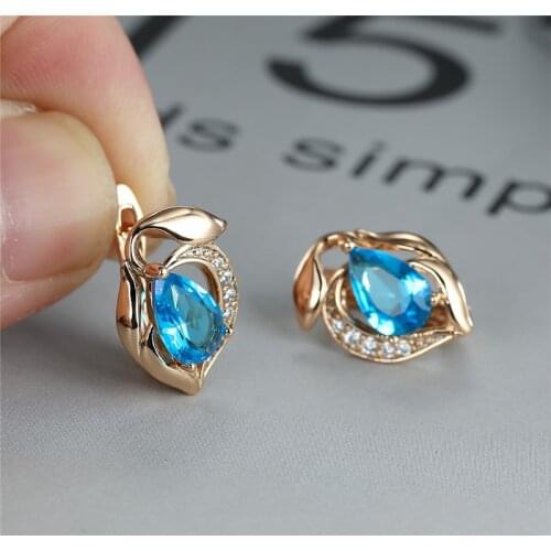 Mystic Rainbow Zircon Hoop Earrings Multicolor Crystal Water Drop Stone Earrings Boho Rose Gold Color Wedding Earrings For Women