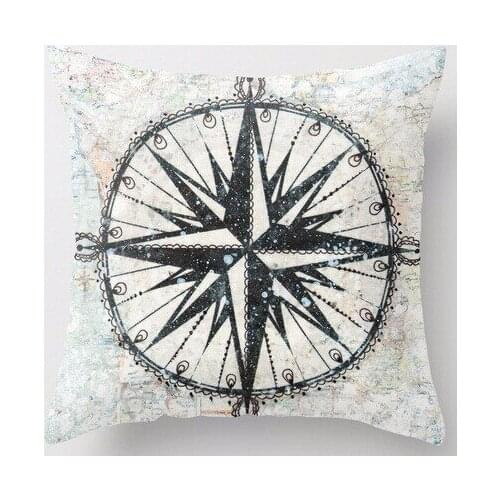 Wholesale Fashion Live Travel Adventure Bless Compass Rose Best Gift Square Pillowcases Soft Durable Pillow Cover