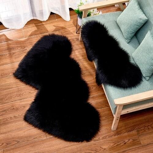 Dropshipping Fur Artificial Sheepskin Hairy Carpet For Bedroom Living Room Skin Fur Plain Rugs Fluffy Area Rugs Faux Mat