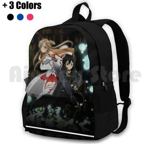 Asuna And Kirito Outdoor Hiking Backpack Riding Climbing Sports Bag Asuna Kirito Friends Love Anime Manga Game Sword Online