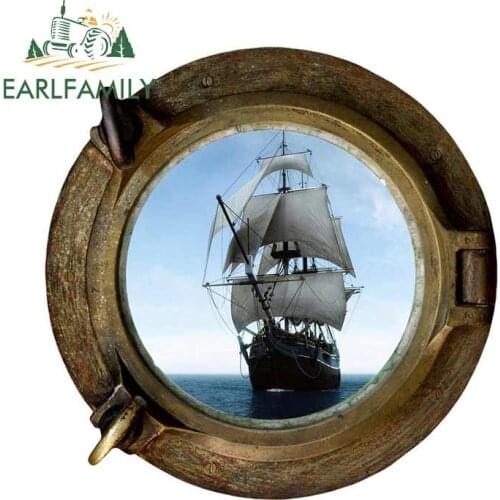 EARLFAMILY 13cm x 9.6cm for SHIP PORTHOLE Car Decal Removable WALL STICKER Window Waterproof 3D Car Accessories