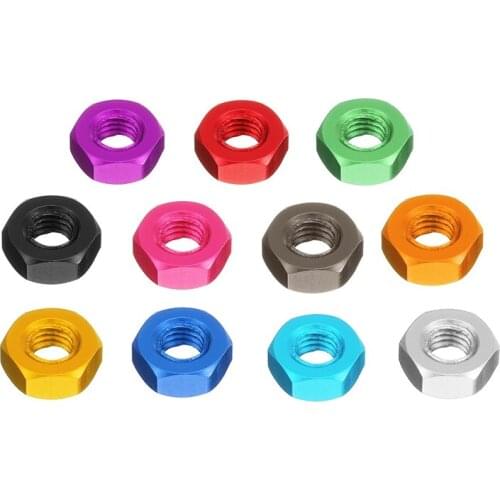 10pcs/set M3AN9 M3 Aluminum Alloy Hexagonal Hex Nut Lock Nuts for FPV RC Multicolor Red Purple Silver Royal Gold Pink Orange