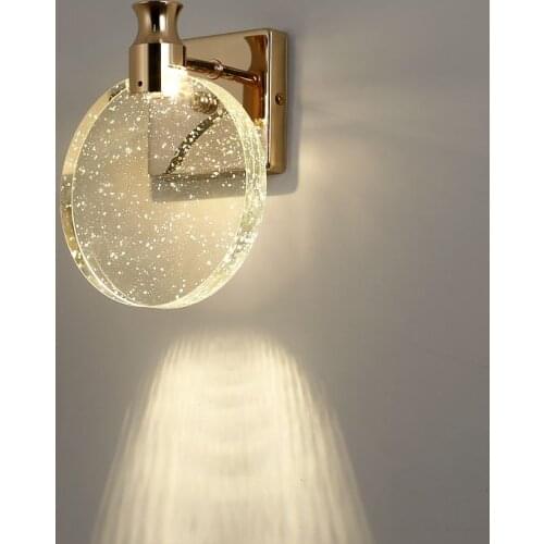 Modern minimalist luxury bubble crystal wall lamp creative bedroom bedside living room background wall golden aisle light led