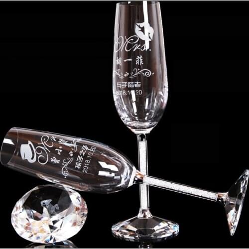 2pc Wedding Glasses Personalized Champagne Flutes Crystalline Party Gift Toasting Glass Goblet Crystal Engrave Anniversary
