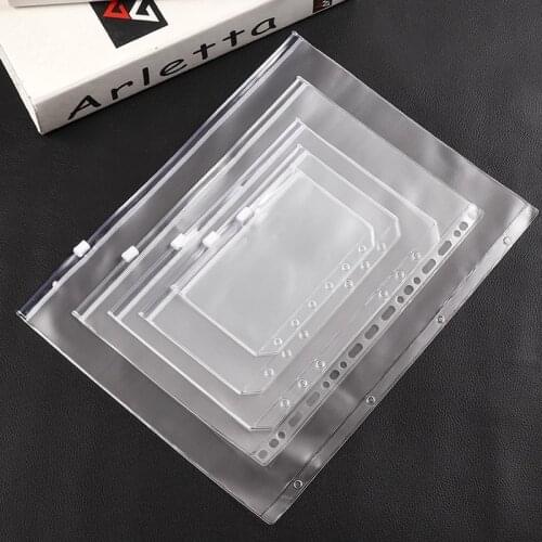 5PCS PVC Zipper Bag Loose-Leaf Book Storage Bag A5 A 6A7 B5 A4 DIY Business Card Bag Account Book File Storage Book Accessories