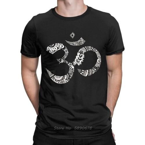 Awesome Om Sign T-Shirts for Men Pure Cotton T Shirts Buddhism Buddha Spiritual Religion Short Sleeve Tees Adult Clothing