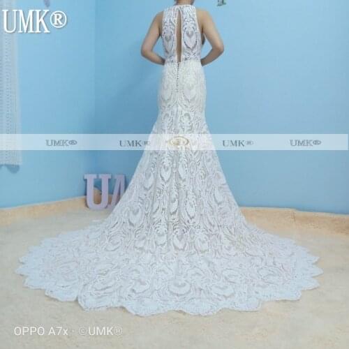 UMK 2020 Mermaid Boho Wedding Dress Chic Crochet Lace Vestido De Noiva Bohemia High Quality Bridal Gowns