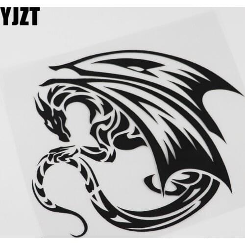 YJZT 17.3CMX14.7CM Winged Dragon Fantasy Tribal Car Sticker Vinyl Black /Silver 13C-0112
