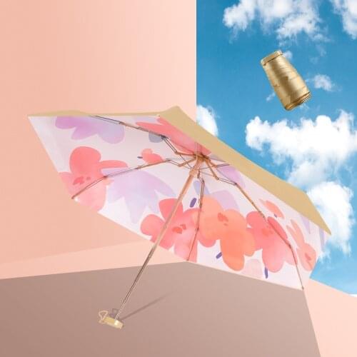 Flower Phone Umbrella Titanium Golden Super UV Protection Travel Sun Umbrella Mini Parasol Outdoor Pocket Umbrella Women Mini