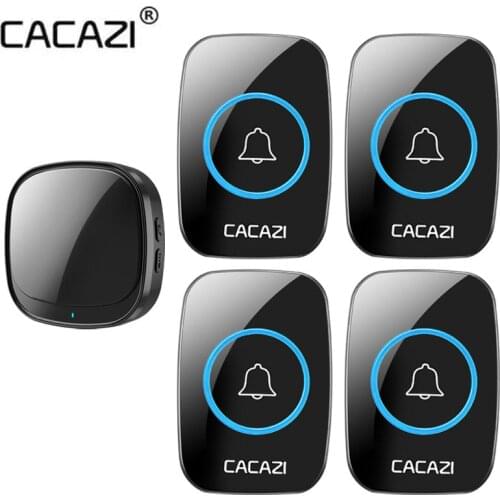 CACAZI USB ring doorbell Home Wireless Doorbell Waterproof Touch Button LED Light 300M Range Cordless Door Calling Bell
