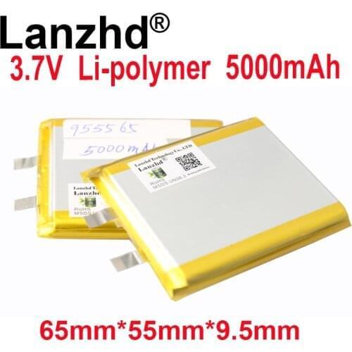 1-10pcs 3.7V Lithium polymer 5000mAh 55*60*9.5mm Soft package battery For Power Bank Bluetooth Speakers Tablet DVD battery