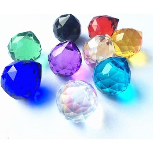 10PCS/lot Free Shipping 30mm Crystal Faceted Ball, Crystal Chandelier Ball Parts For Wedding&Fengshui Products Mixed Colors