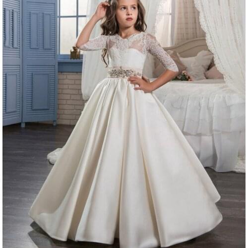 2019 Flower Girl Dresses for weddings first communion dresses for girls Tulle Half Sleeve girls pageant dresses