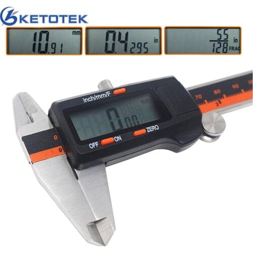 6-Inch 150mm Stainless Steel Caliper Fraction / MM / Inch Electronic Digital LCD Vernier Micrometer Depth Height Tester