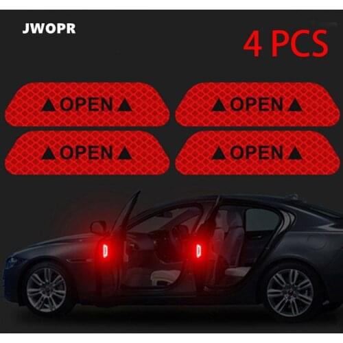 9.5*2.5cm OPEN Reflective Car Stickers Safety Warning Stickers Car Door Night Reflective Anti-scratch Strip Exterior Accessories