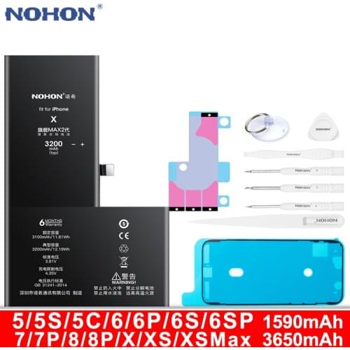 NOHON Battery For iPhone X XR XS Max 6S 7 6 8 Plus SE 5S 5 6SPlus 6Plus 7Plus Replacement Bateria For iPhone6S iPhone7 iPhone8