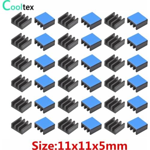 50pcs Aluminum Heatsink 11x11x5mm Radiator Cooling Cooler For Electronic Chip IC 3D printer With Thermal Conductive Tape