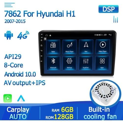 AV Output Built in Carplay Android Auto Car Multimedia Radio Stereo Player For Hyundai H1 2007 - 2015 GPS Navigation 4G LTE