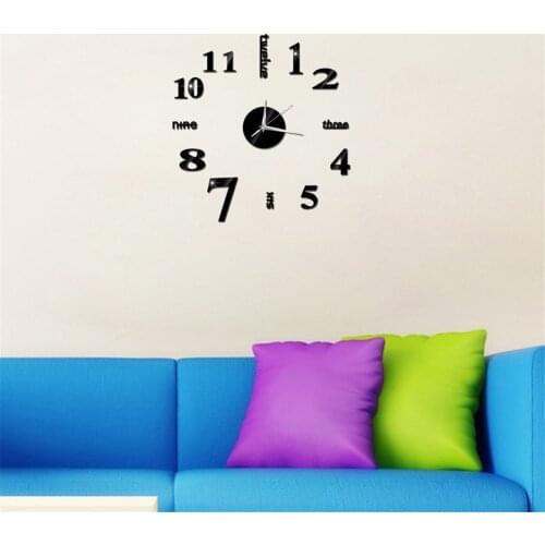 Frameless DIY Wall Mute Clock 3D Mirror Surface Sticker Home Office Decor Stickers Living Room Home Bathroom Wall Decoration