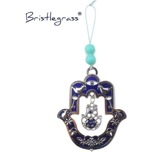 BRISTLEGRASS Turkish Blue Evil Eye Hamsa Hand Dove Flower Amulet Lucky Charm Wall Hanging Pendant Blessing Protection Gift Decor