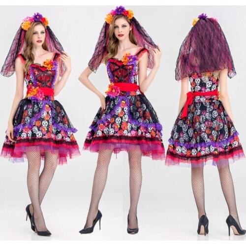 Halloween Flower Marriage Skeleton Ghost Bride Series Tutu Bar Party Makeup Stage Performance Costume Suitable for any figure