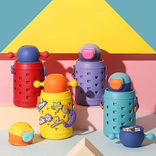 Childrens Water Bottle Boy And Girl Creative Hole Toy 316 Stainless Steel Thermos Straw DIY Drinking Bottle Kettle New Design