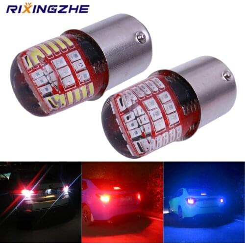 BAY15D P21/5W 1157 Led Double color Strobe LED 3014 42 LED Flash light brake blink light Lamp Bulb red white Blue Auto Brake